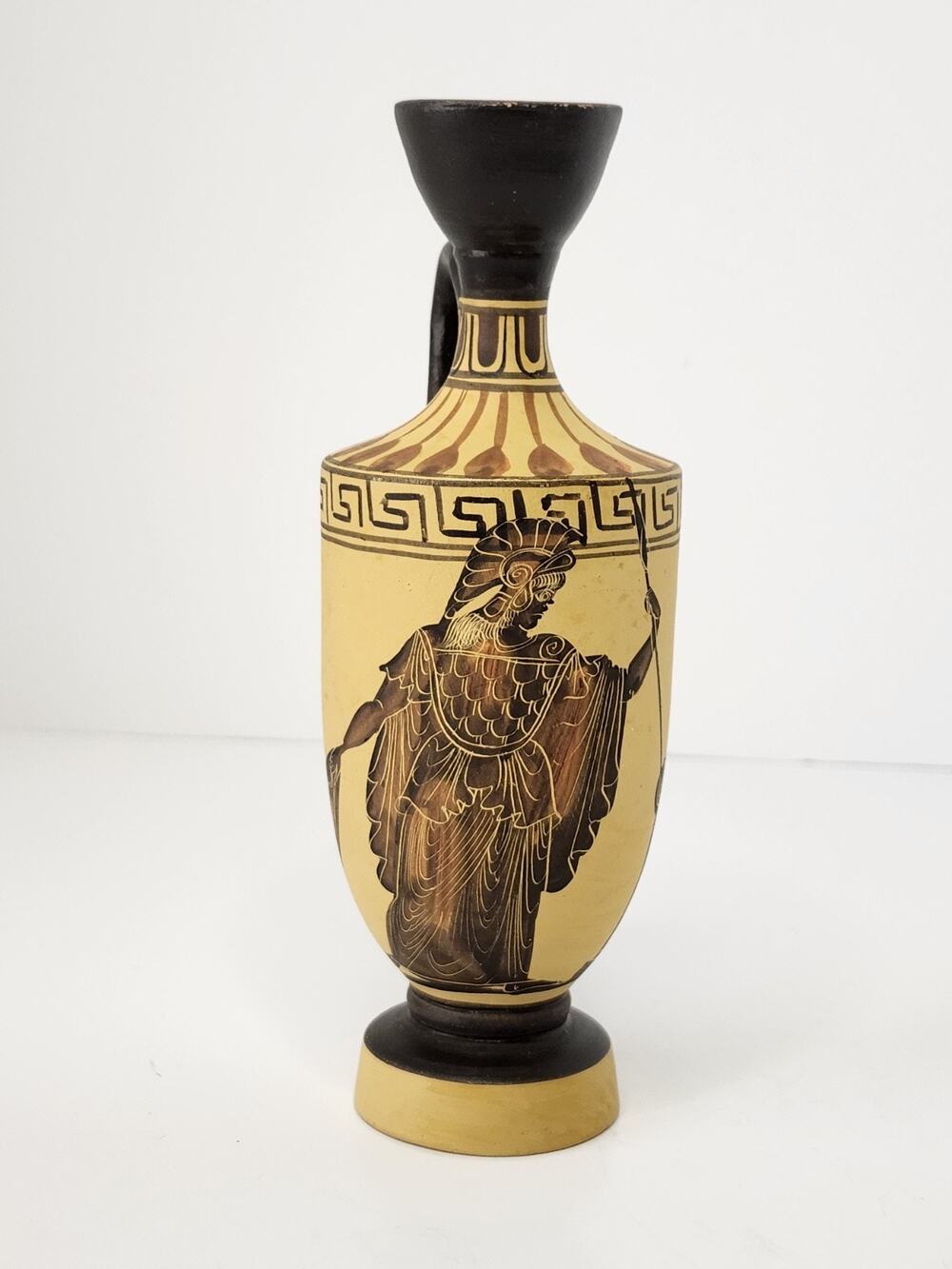 Vintage Greek Terracotta Vase Small Classic Copy #159 Handpainted Made In Greece